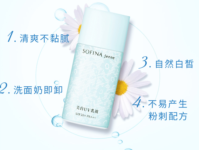 苏菲娜蓝蕾丝防晒效果？上脸泛白吗？